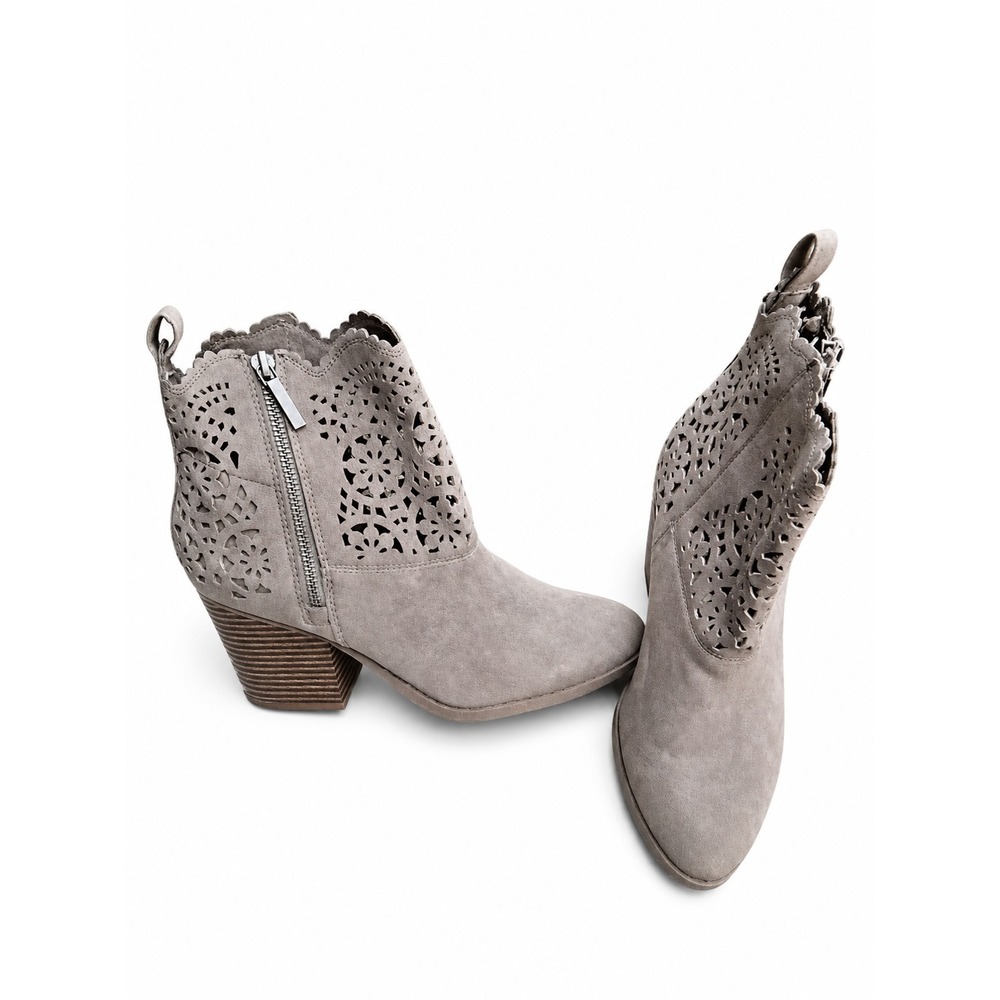 Sugar Booties Women's 7.5 Mocha Brown Cut Out Design Block Heel - Picture 1 of 8